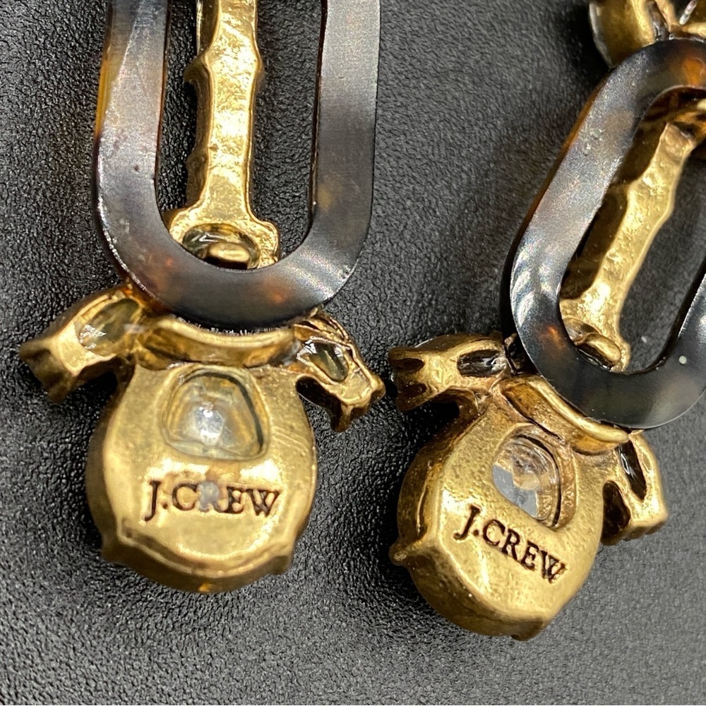 J.Crew Signed Tortoise Shell and Chunky Sparkly Dangle Earrings - Picture 4 of 11